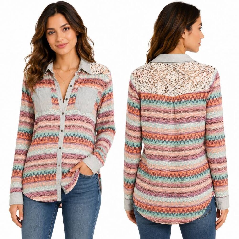 Miss Me XL Button Front Blouse